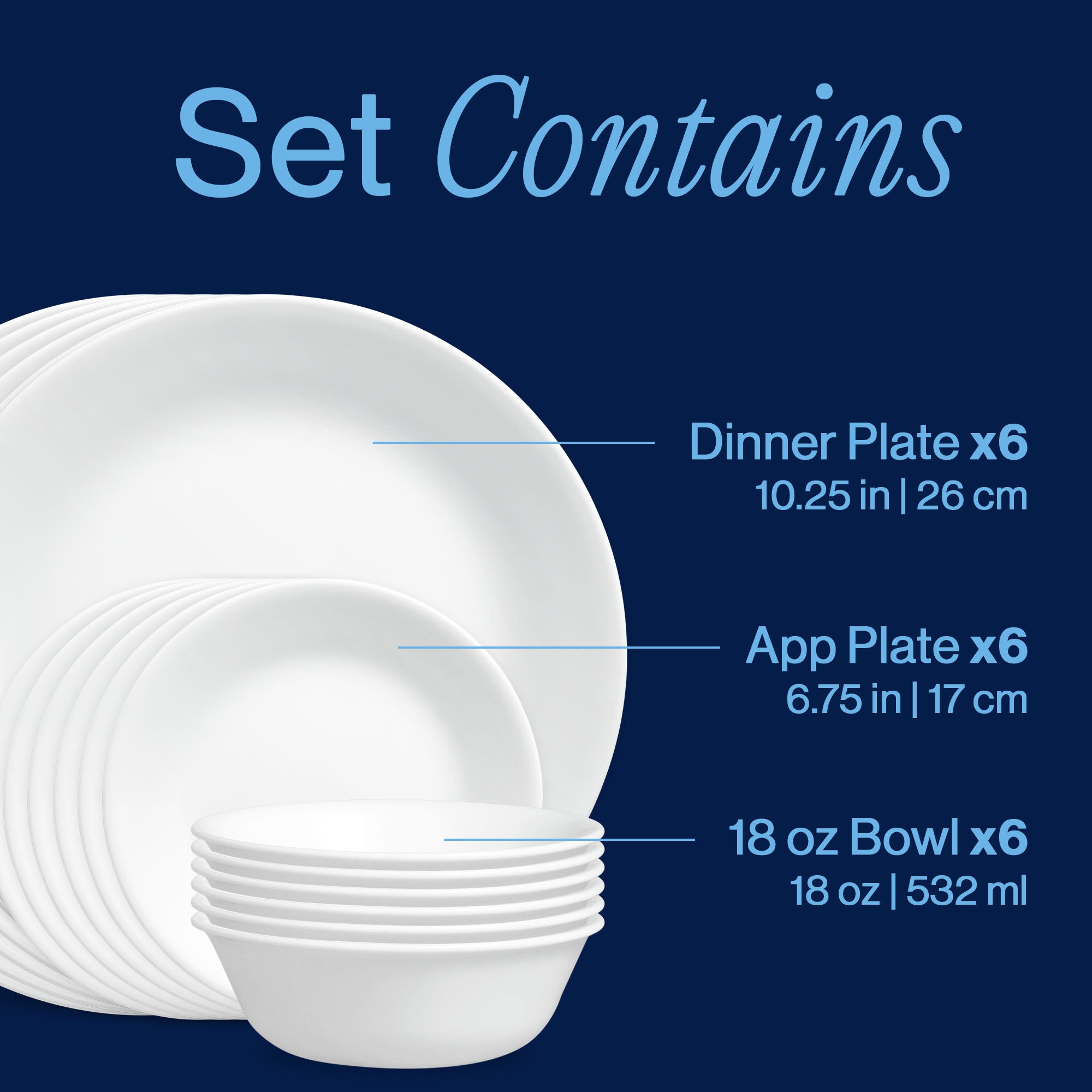 Corelle? Winter Frost White 18-piece Dinnerware Set. Service for 6 - Image 3