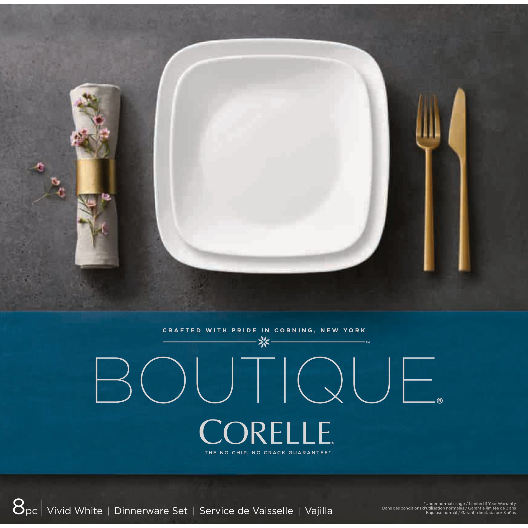 Corelle® Boutique Vivid White 8-piece Dinnerware Set. Service for 4 - Image 2