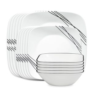 Corelle? Square Simple Sketch 18-piece Dinnerware Set. Service for 6