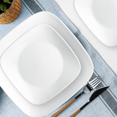 Corelle® Square??Pure White 12-piece Dinnerware Set with Appetizer Plates. Service for 4 - Image 3