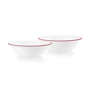 Corelle庐 Radiant Red Banded 1-quart Serving Bowls. 2-pack