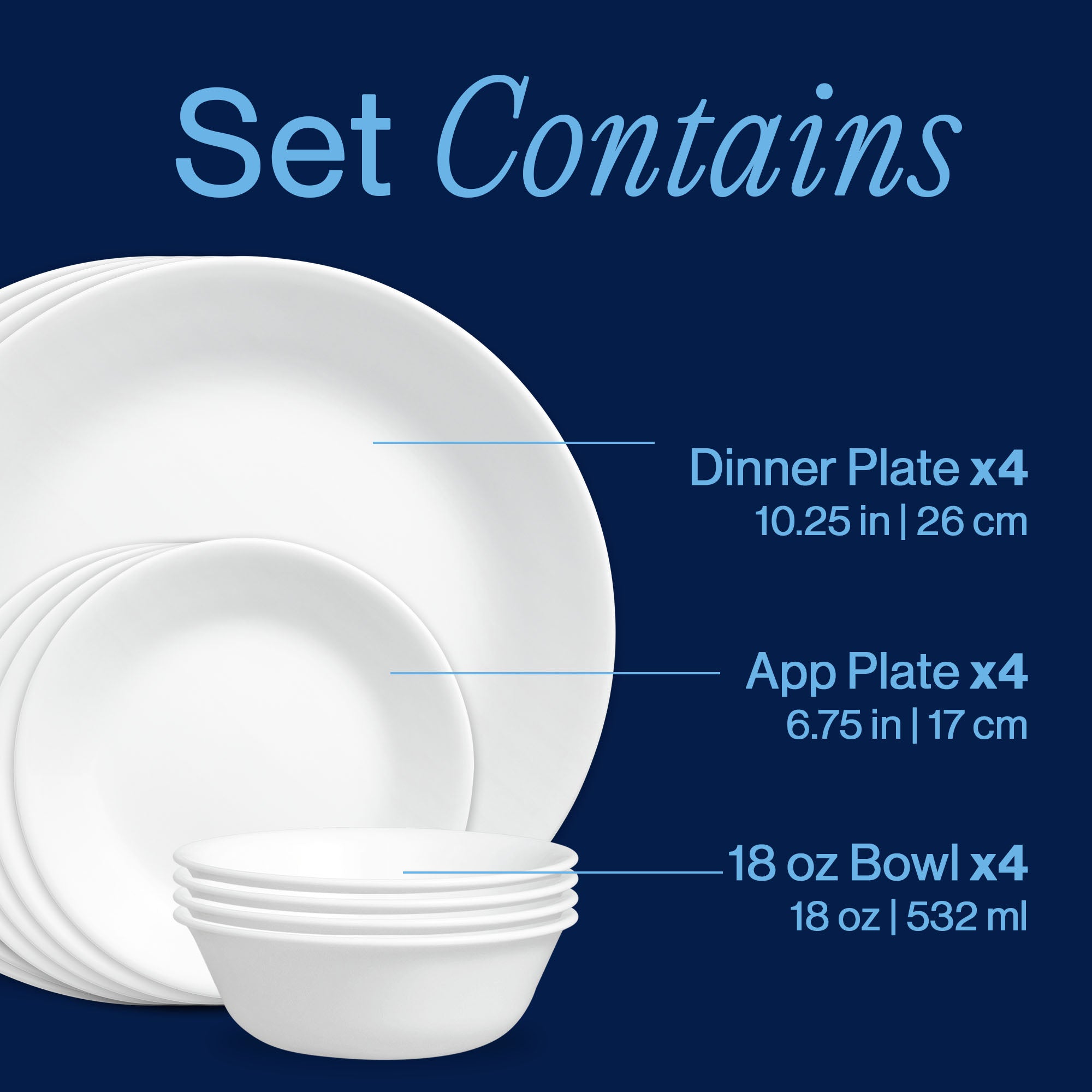 Corelle? Winter Frost White 12-piece Dinnerware Set. Service for 4 - Image 3