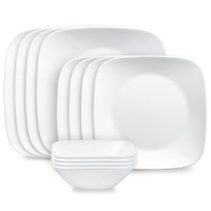 Corelle? Square? Pure White 12-piece Dinnerware Set. Service for 4