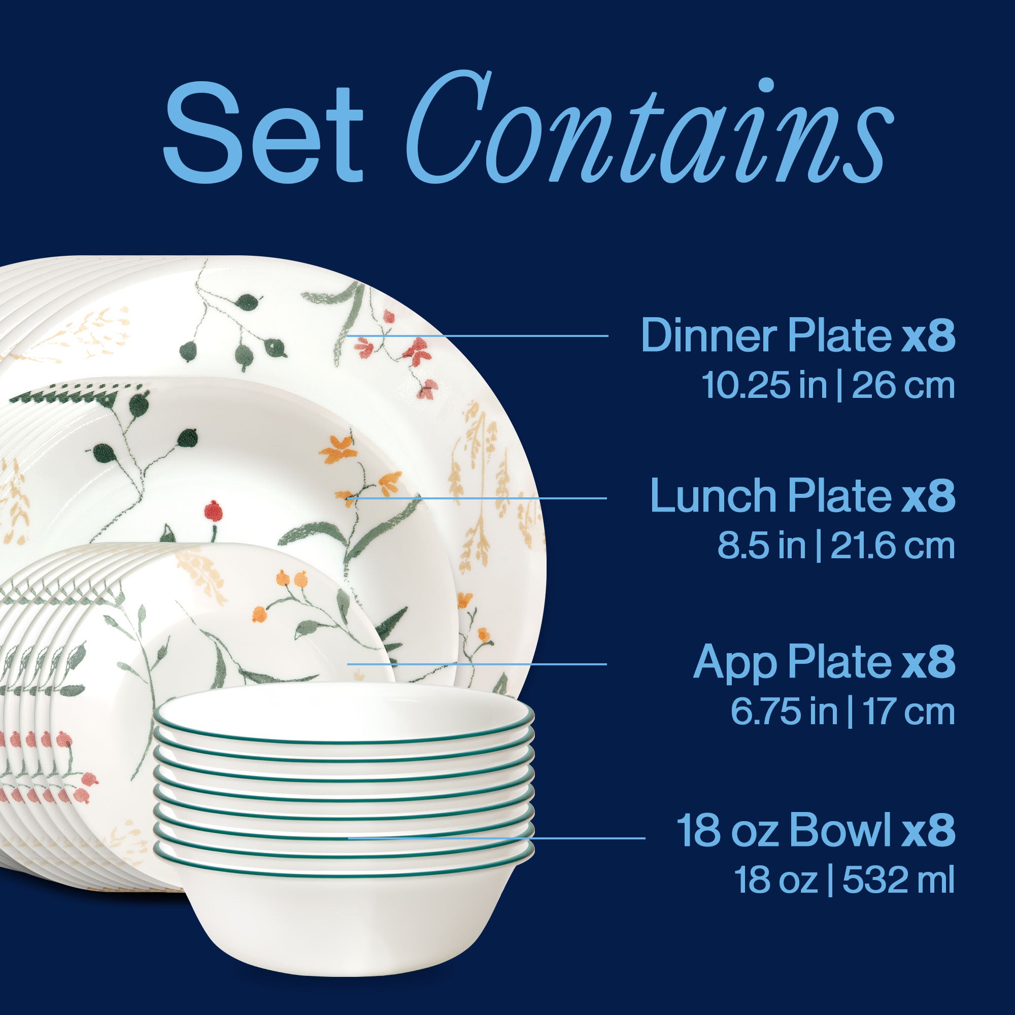 Corelle? Wildflower Scatter 32-piece Dinnerware Set. Service for 8 - Image 3