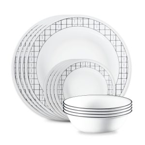 Corelle? Delicate Grid 12-piece Dinnerware Set. Service for 4