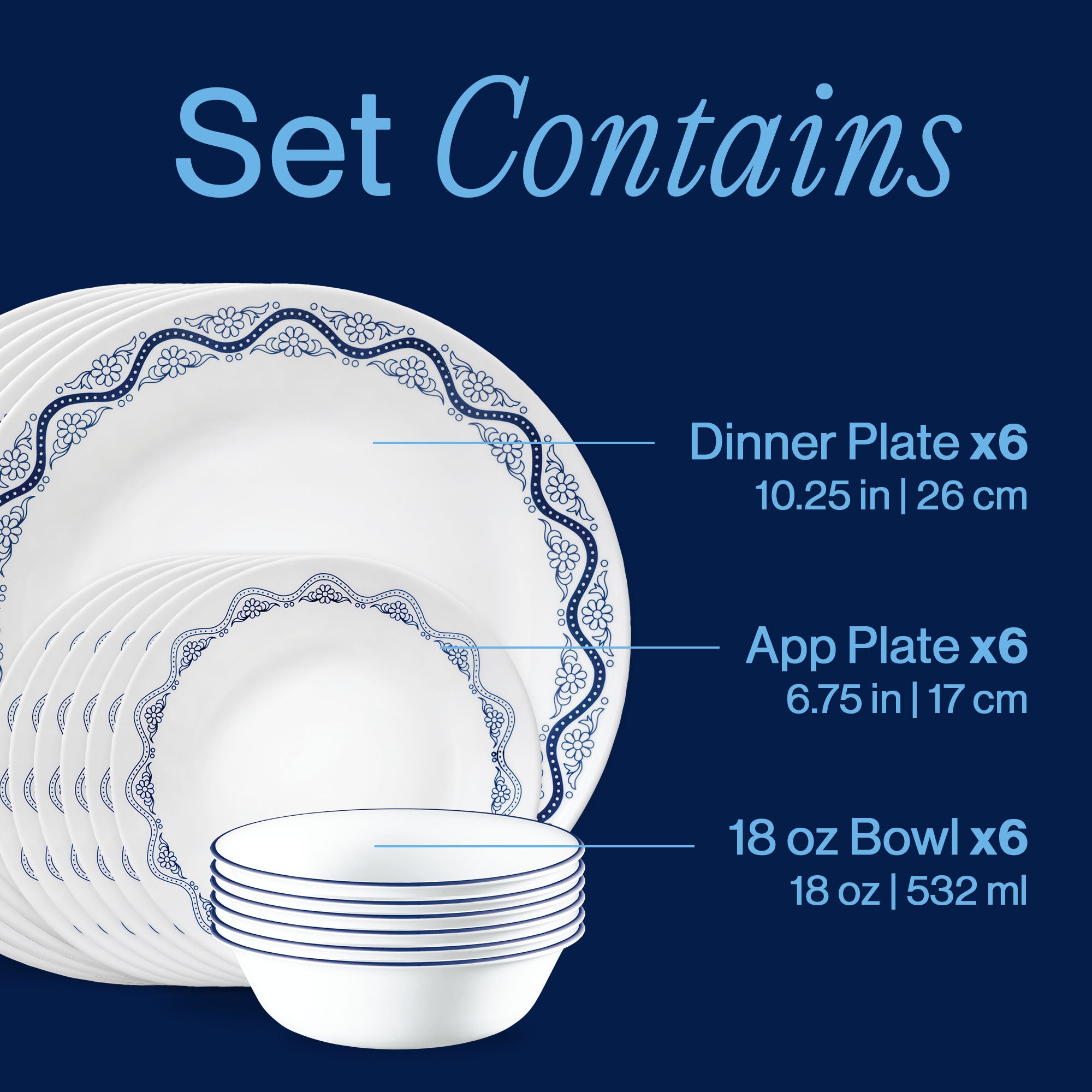 Corelle庐 Orleans 18-piece Dinnerware Set. Service for 6 - Image 3
