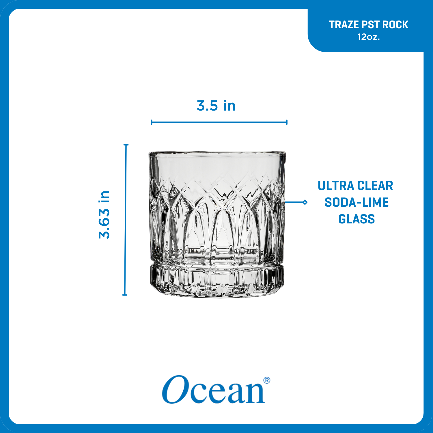Ocean Glass Traze PST Rocks Glasses (4-Pieces). 12-ounce. Dishwasher Safe - Image 3