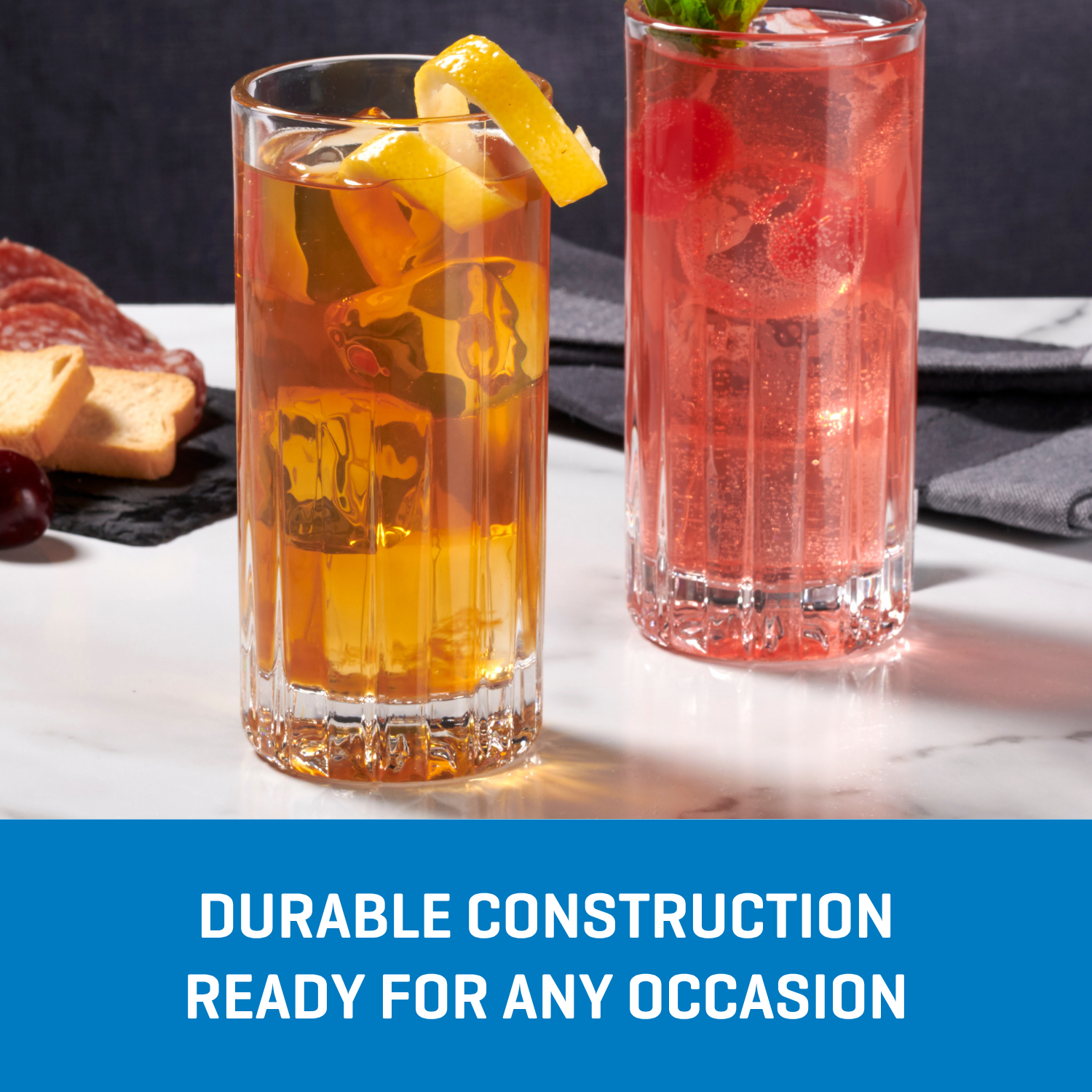 Ocean Glass Traze PRE Highball Glasses (4-Pieces). 12-ounce. Dishwasher Safe - Image 4