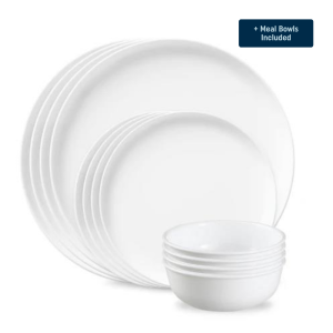 Corelle? Modern Rounds Dinnerware Set ?C Service for 4 + Meal Bowls