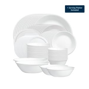 Corelle庐 Winter Frost White Dinnerware Set 鈥?Service for 12 + Serving Platter