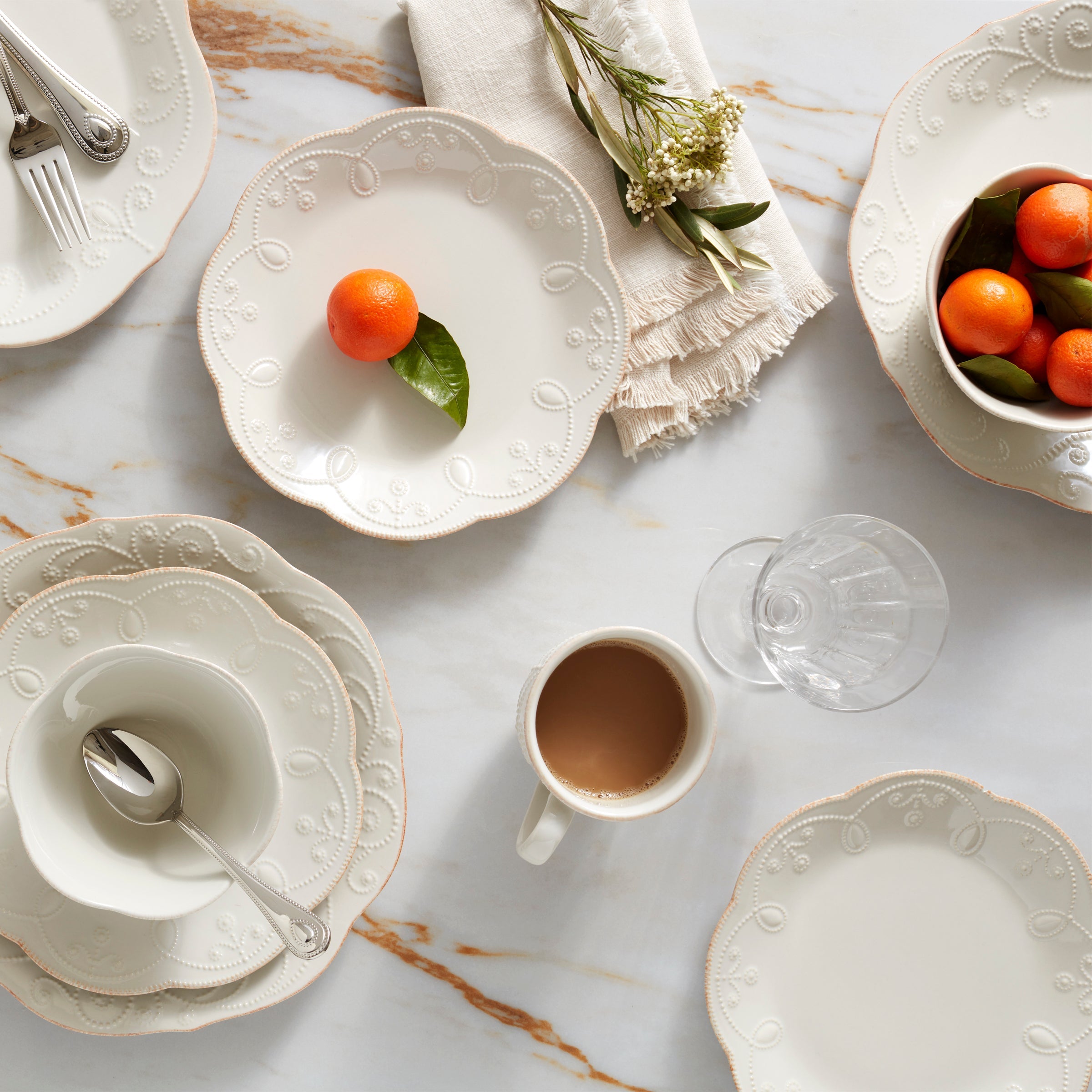French Perle White 12-Piece Dinnerware Set - Image 3