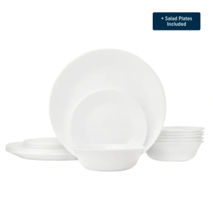Corelle? Winter Frost White Dinnerware Set ?C Service for 6 + Salad Plates