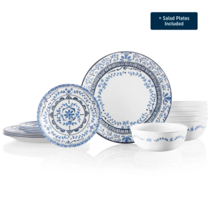 Corelle? Portofino Dinnerware Set ?C Service for 6 + Salad Plates
