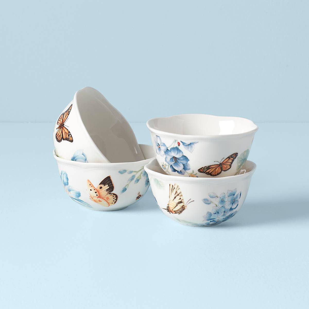 Butterfly Meadow Blue Dessert Bowls. Set of 4