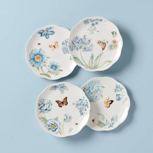 Butterfly Meadow Blue Dessert Plates. Set of 4