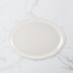 French Perle Bead White Oval Platter