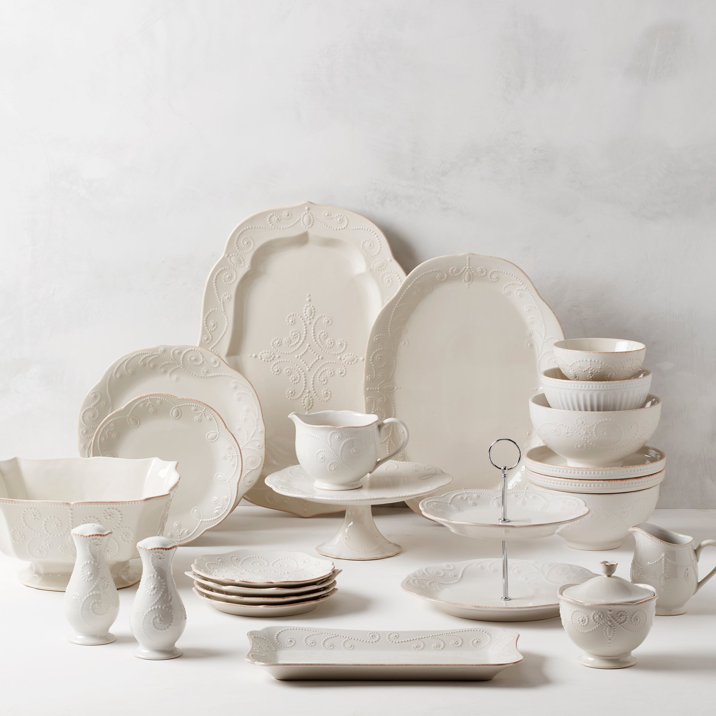 French Perle White 2-Tiered Server - Image 3