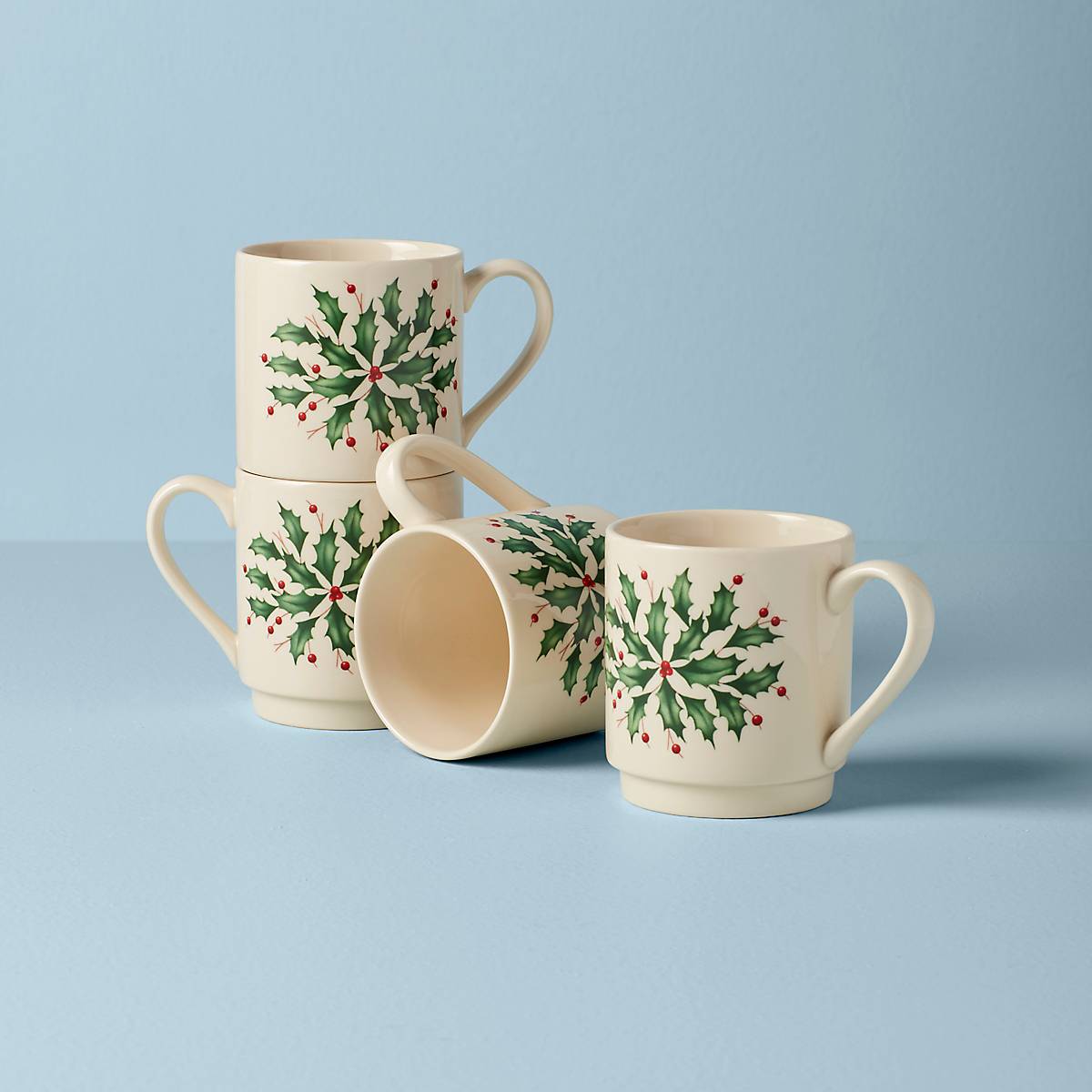 Holiday Stackable Mugs. Set of 4