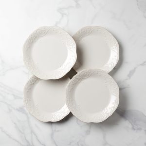 French Perle White Dinner Plates. Set of 4