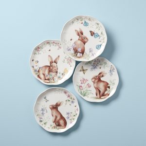 Butterfly Meadow Bunny Accent Plates. Set of 4