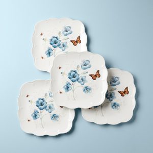 Butterfly Meadow Square Dinner Plates. Set of 4