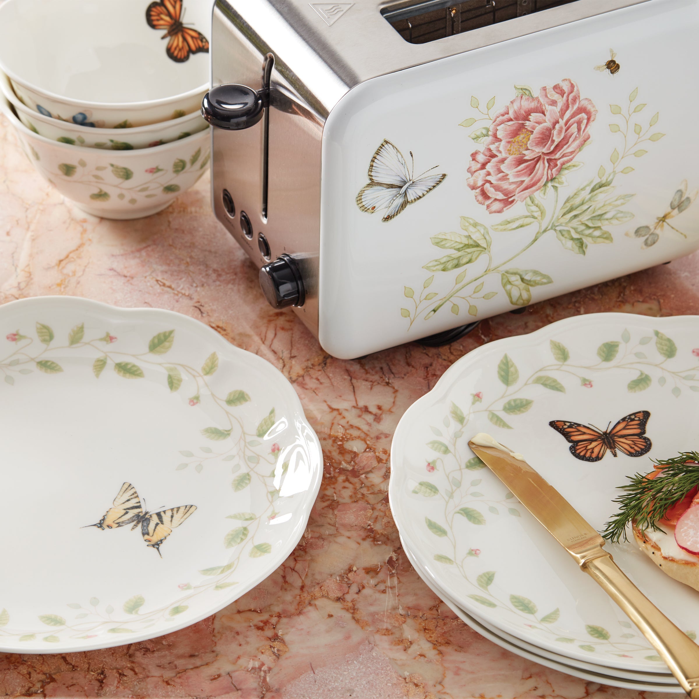Butterfly Meadow Vines Rice Bowls. Set of 4 - Image 2