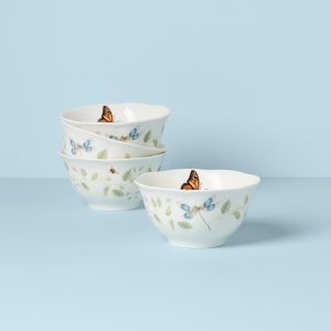 Butterfly Meadow Vines Rice Bowls. Set of 4