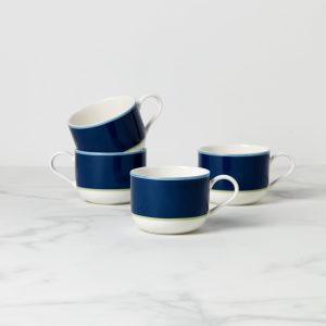 Make It Pop Navy & Green Mugs. Set of 4