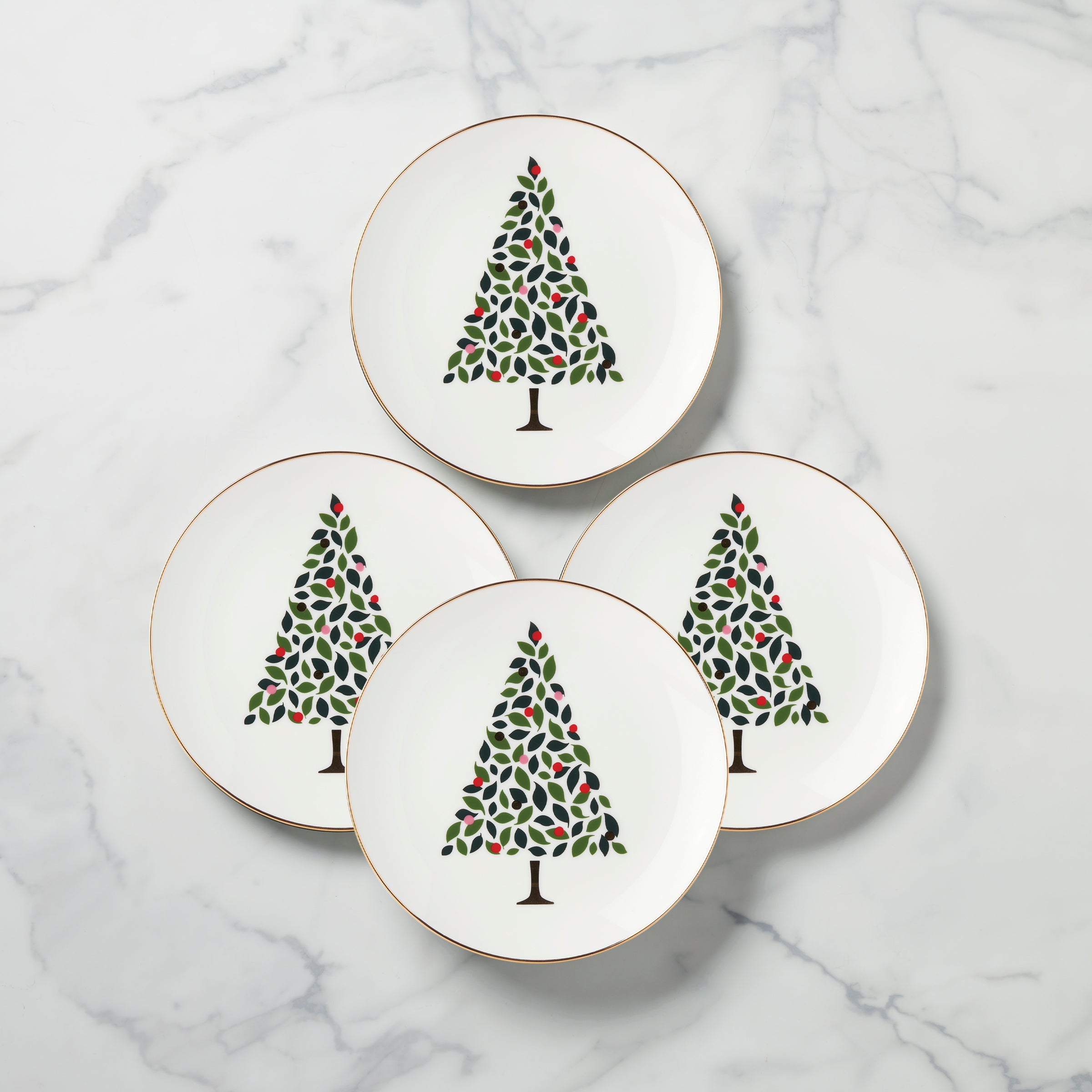 Evergreen Accent Plates. Set of 4