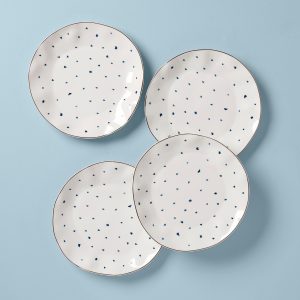 Blue Bay Dots Dinner Plates. Set of 4