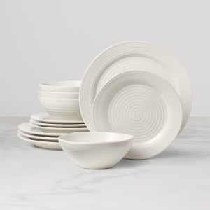 Ridge White 12-Piece Dinnerware Set