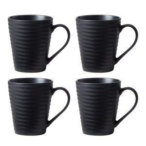 Ridge Black Mugs. Set of 4