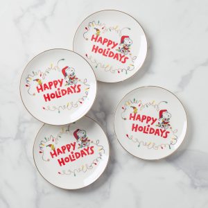 Snoopy Christmas Accent Plates. Set of 4