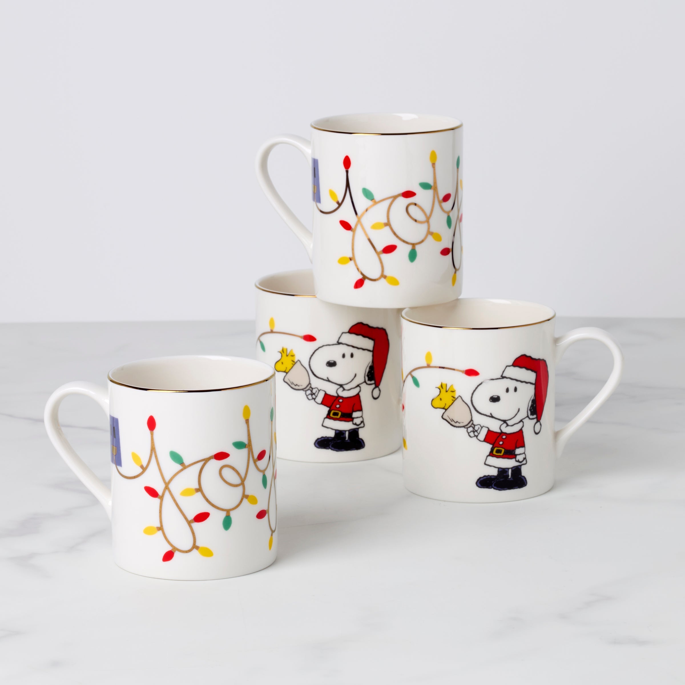 Snoopy Christmas Mugs. Set of 4