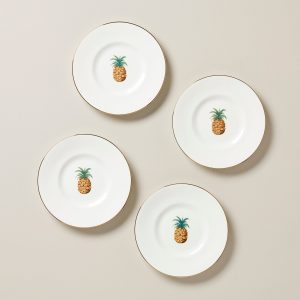 British Colonial Bamboo Dessert Plates. Set of 4