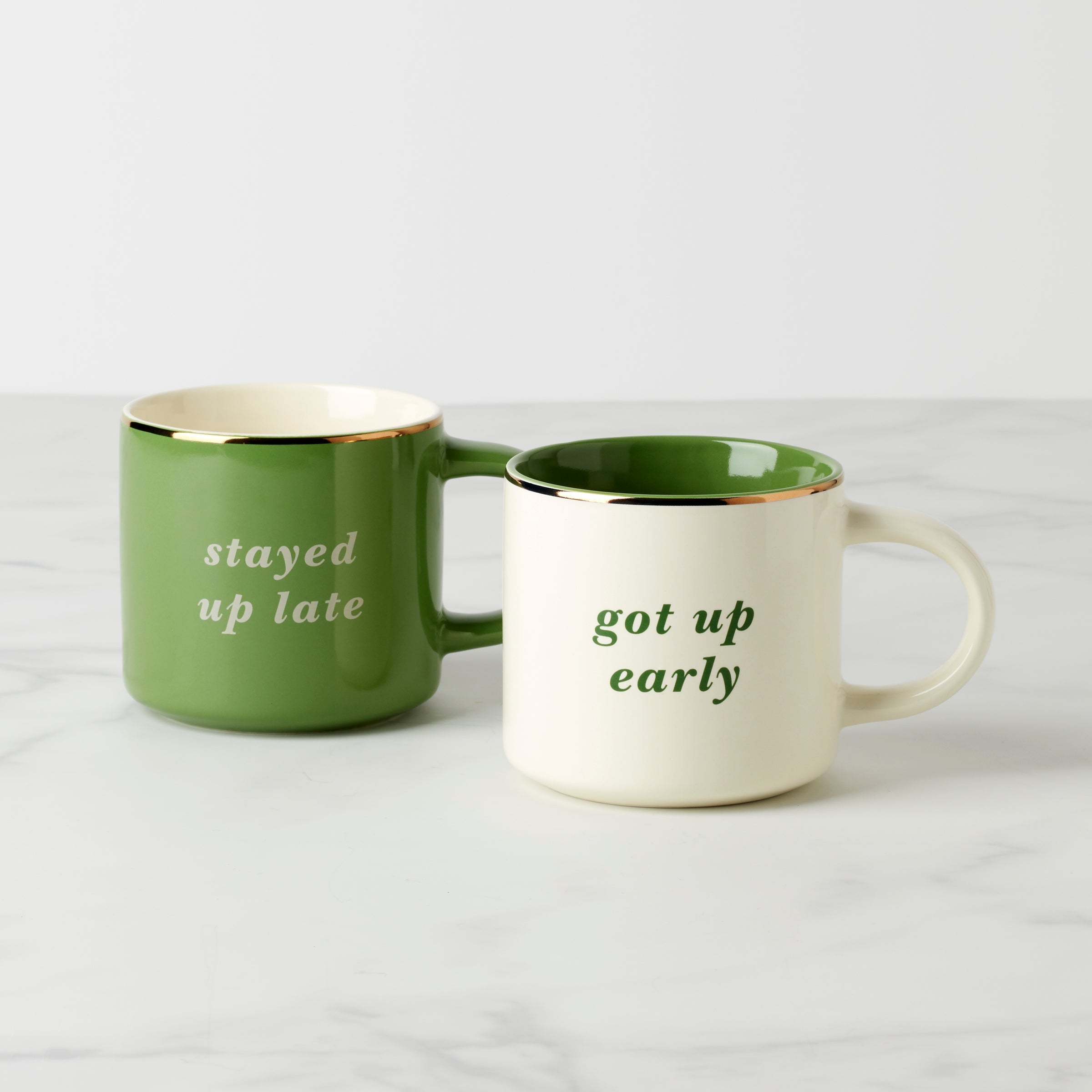Two of a Kind Got Up Early & Stayed Up Late Mugs. Set of 2