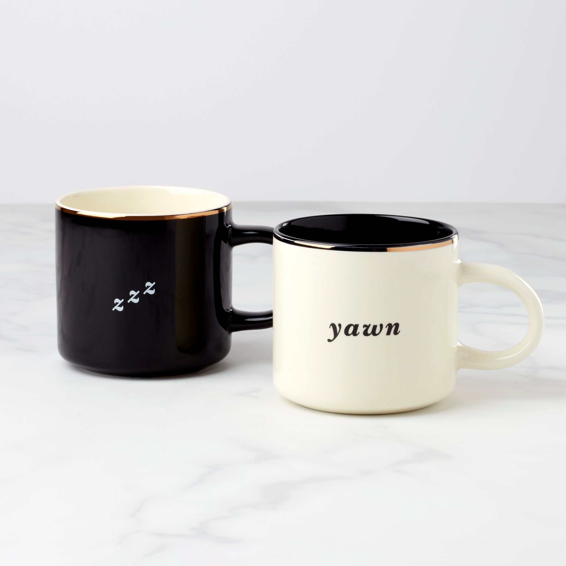 Two of a Kind Yawn & Zzz Mugs. Set of 2