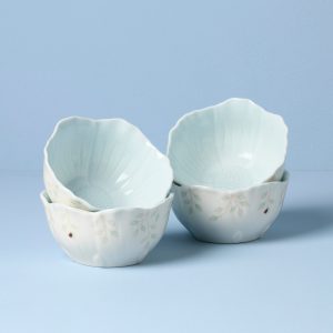 Butterfly Meadow Floral Blue Dessert Bowls. Set of 4
