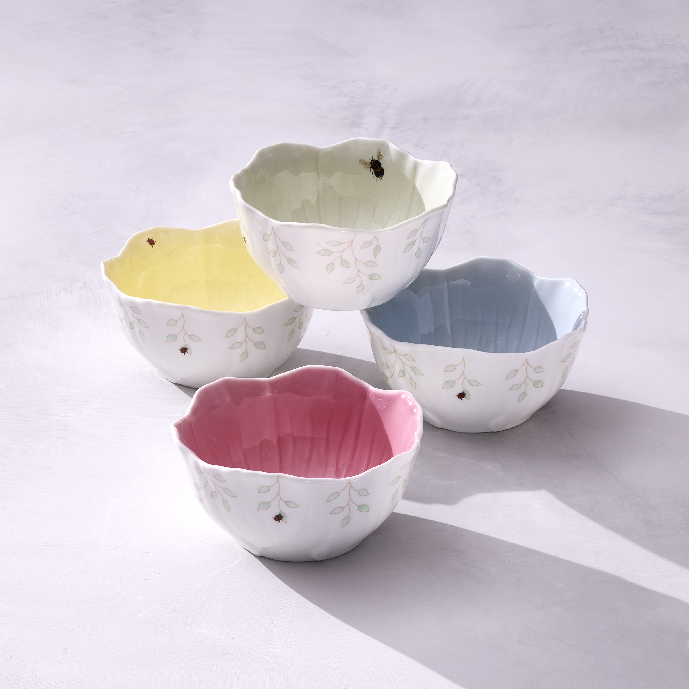Butterfly Meadow Floral Green Dessert Bowls. Set of 4 - Image 3