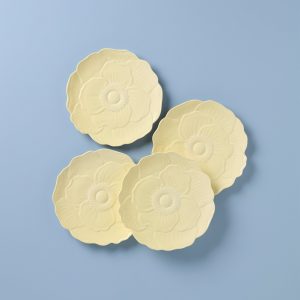 Butterfly Meadow Floral Yellow Accent Plates. Set of 4