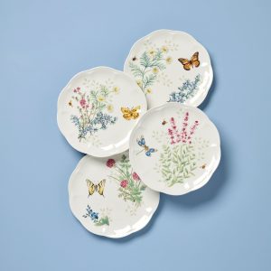 Butterfly Meadow Herbs Accent Plates. Set of 4