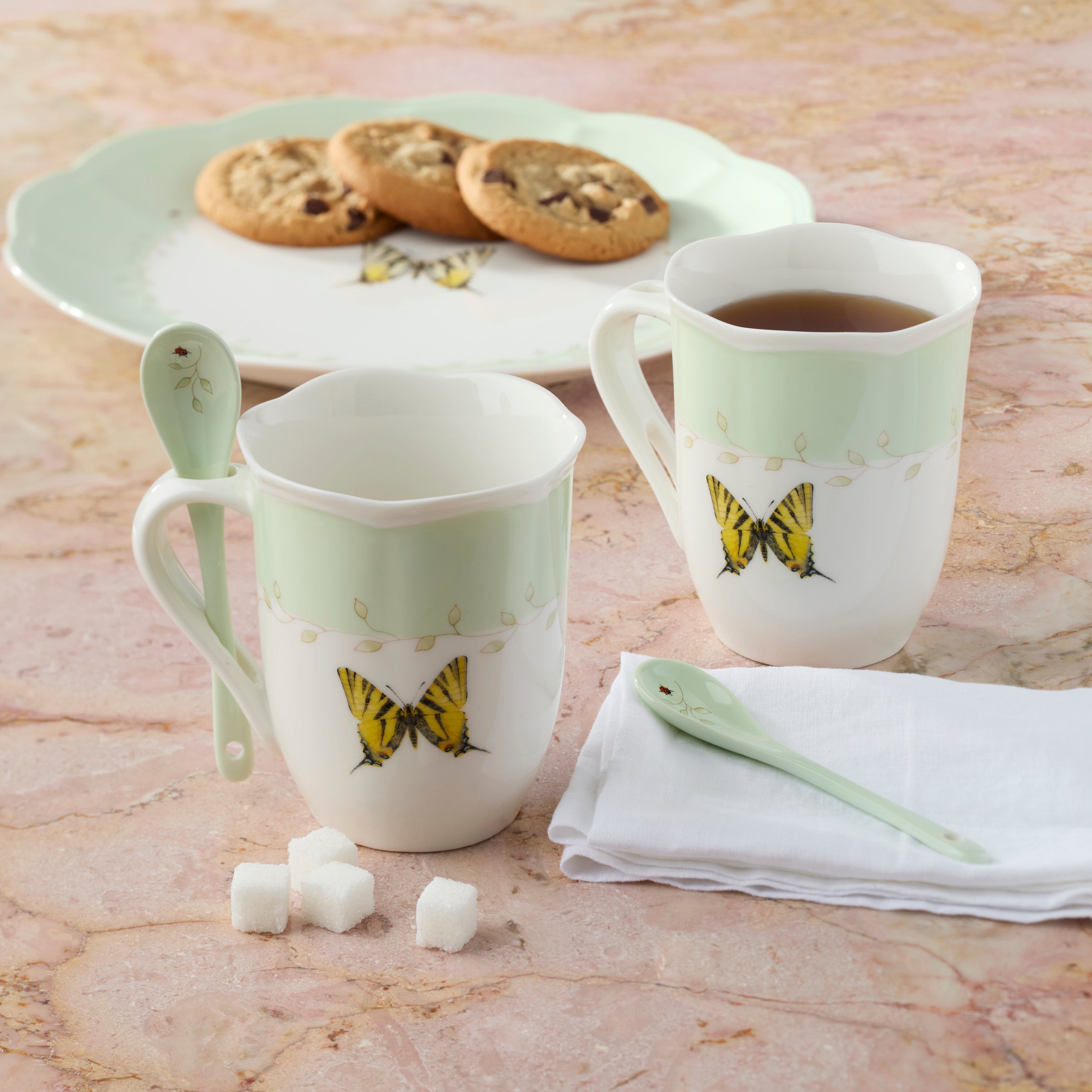 Butterfly Meadow Green Mugs with Spoons. Set of 2 - Image 5