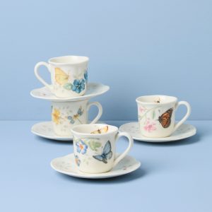 Butterfly Meadow Espresso Cup & Saucers. Set of 4