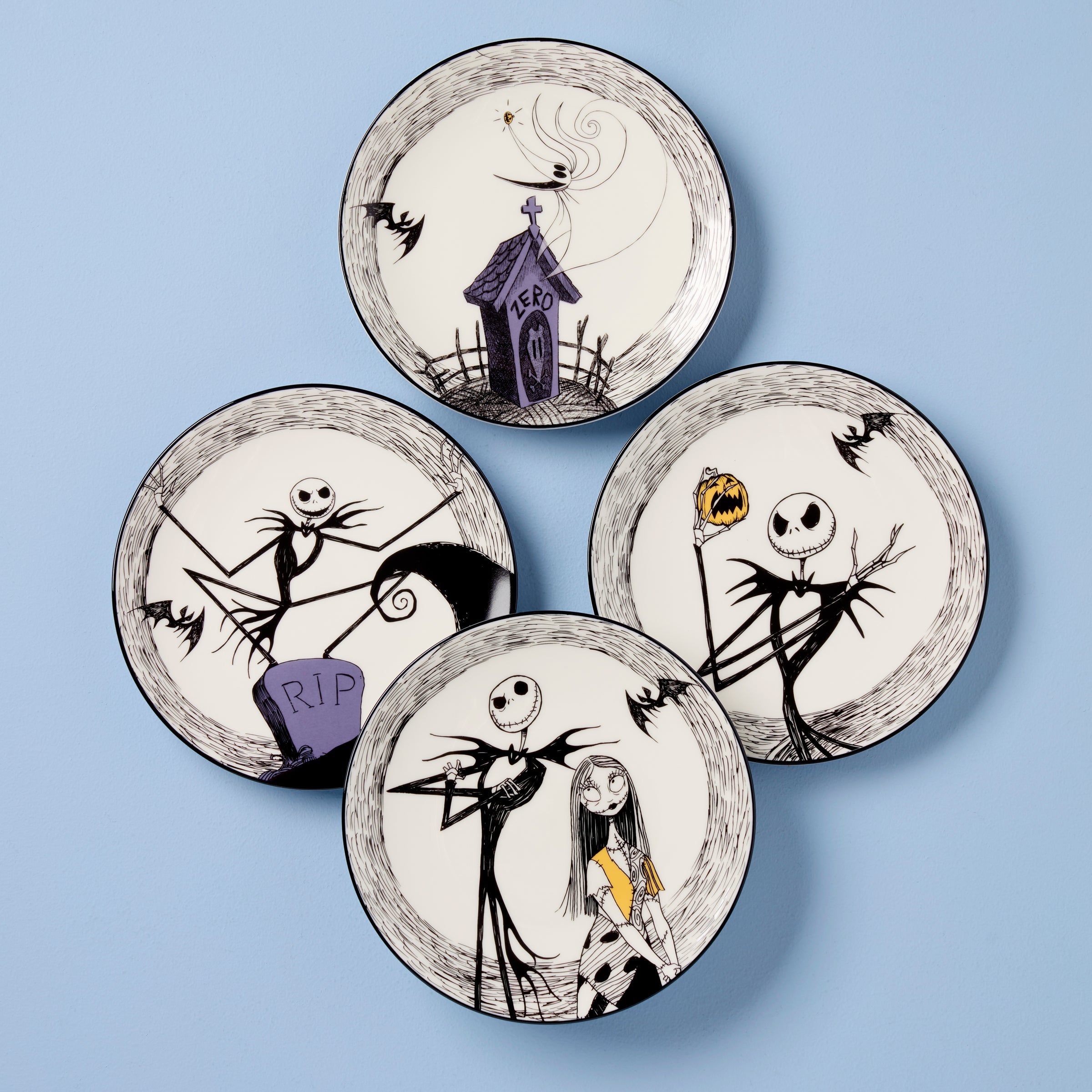 Nightmare Before Christmas Accent Plates. Set of 4
