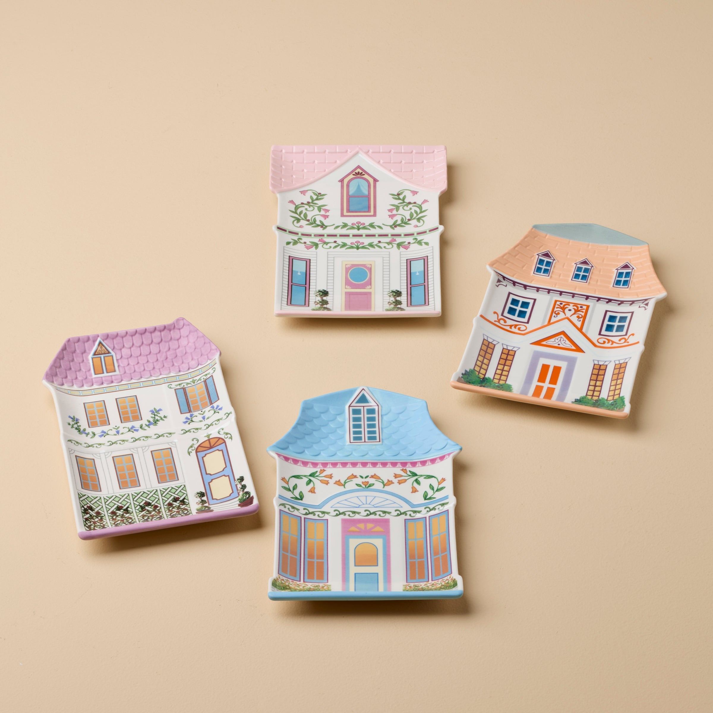 Lenox Spice Village House Accent Plates. Set of 4