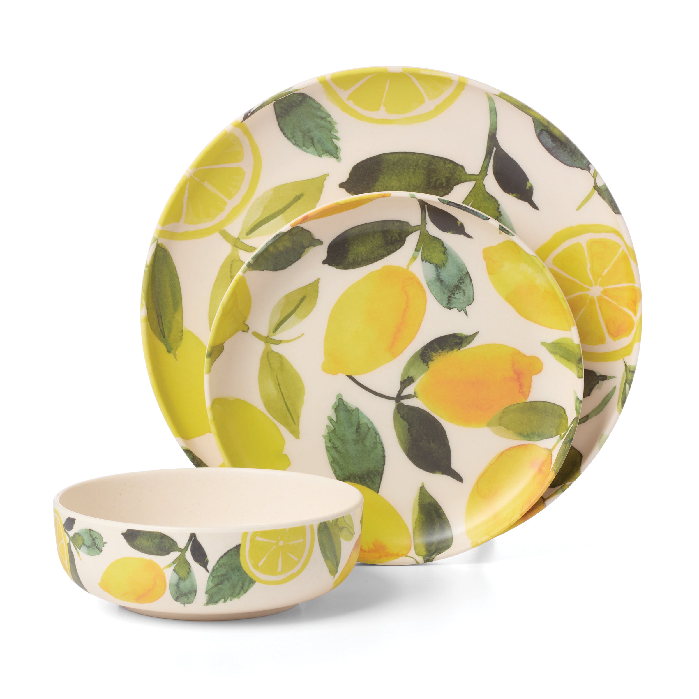 24 Seven Melamine Lemon 12-Piece Dinnerware Set - Image 3