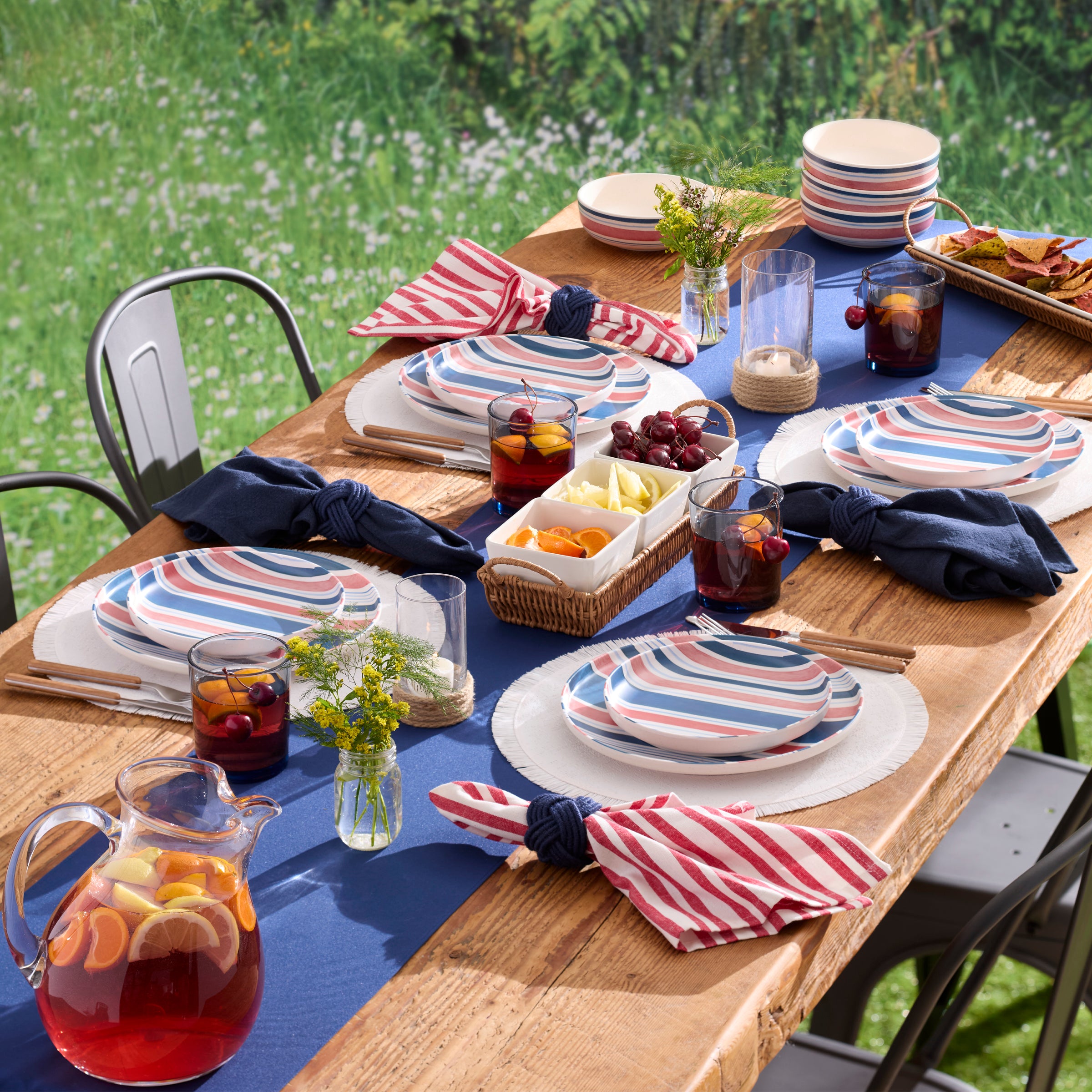 24 Seven Melamine Stripe 12-Piece Dinnerware Set - Image 2