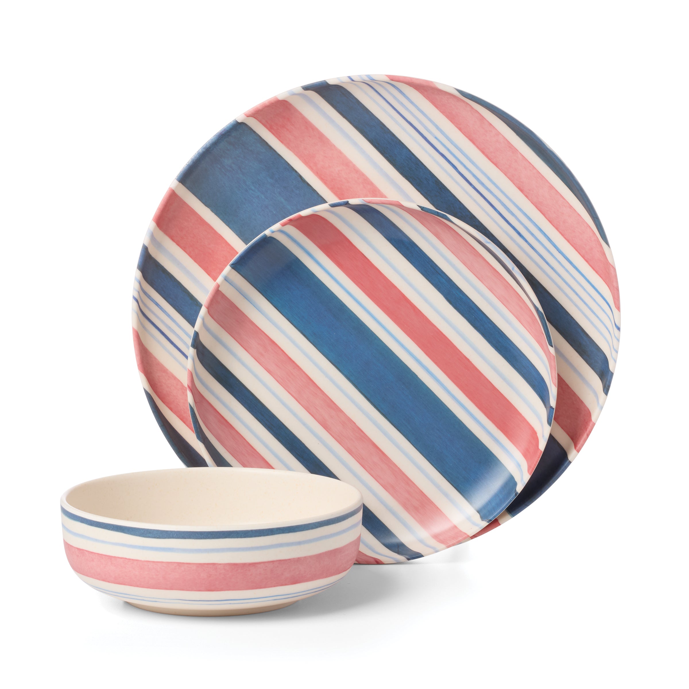 24 Seven Melamine Stripe 12-Piece Dinnerware Set - Image 9