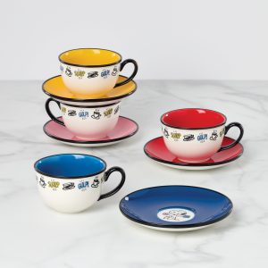 Chef Snoopy Tea Cup & Saucers. Set of 4