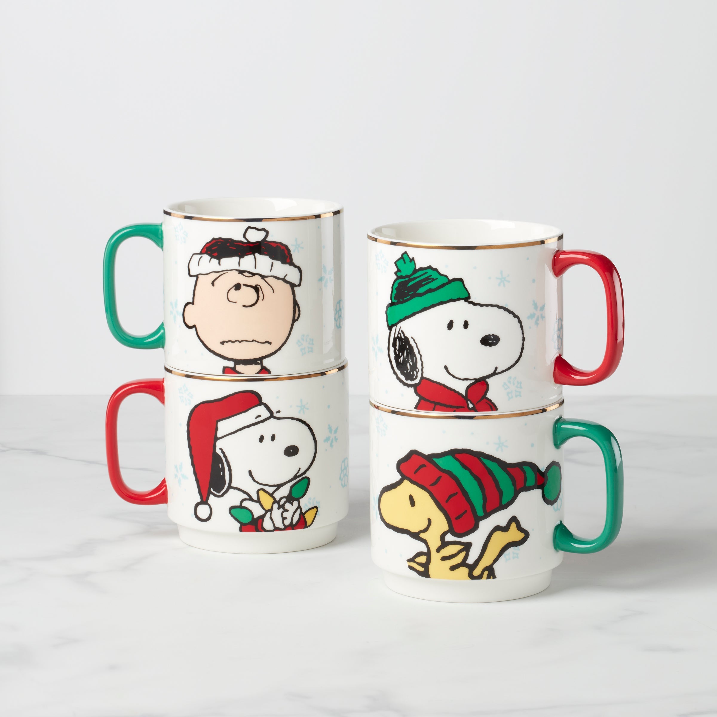 Snoopy Christmas Stacking Mugs. Set of 4